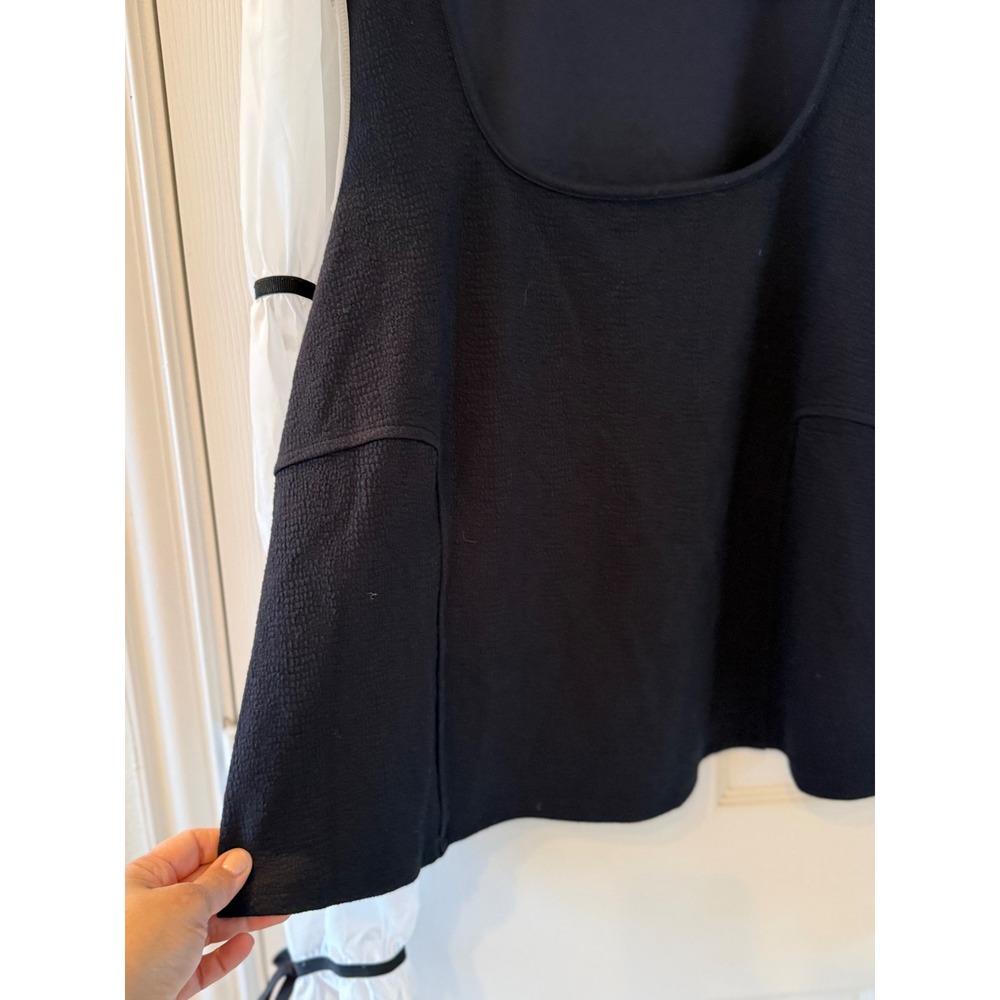 Maeve Anthropologie Black Top XL Sheer Puff Sleeve Tiered Romantic Blouse - Picture 6 of 8